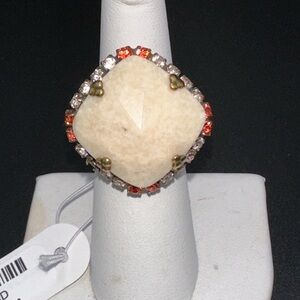 Sorrelli Cream and Gold Ring with Orange Accents